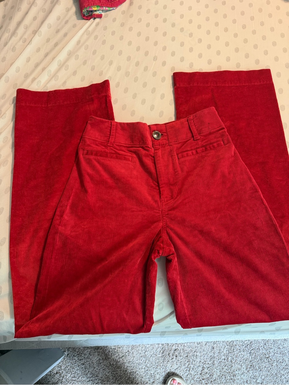 Anthropologie Maeve The Colette Red Corduroy Wide Leg Pants Size 26